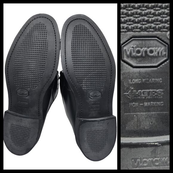 Bates Shoes Mens 11 Black Dress Military Low Tops Satin Matte Vibram Heeled - Picture 13 of 13